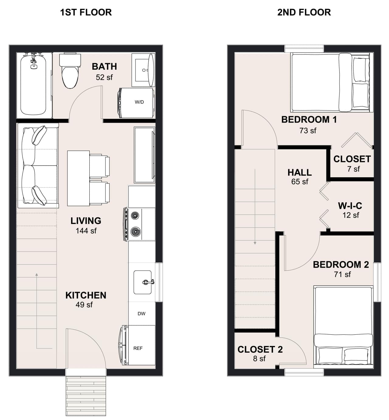 L-580-2: 2 Bedroom 580 SF ADUFloor Plan